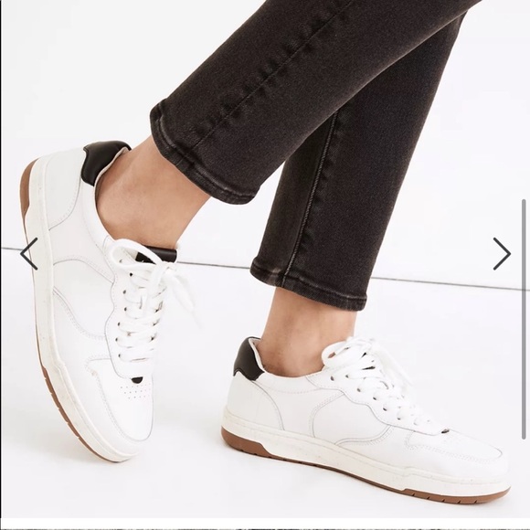 Madewell Shoes - Madewell Court Sneakers in White and Black Leather